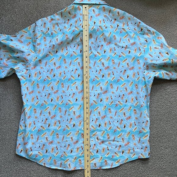 Bugatchi Men’s Shirt Novelty Print Sunbathers Beach Button-Up Short Sleeve | 3XL - Picture 9 of 11